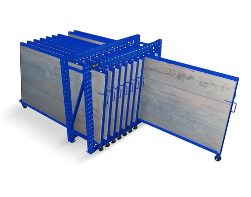 Powder Coating Steel Industrial Flat Sheets Roll Out Rack For Cut Pieces Partial Sheets
